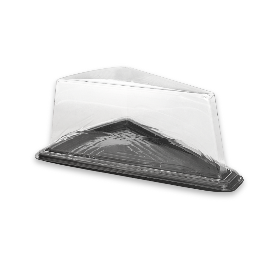 Caserole felie de tort cu baza neagra si capac transparent